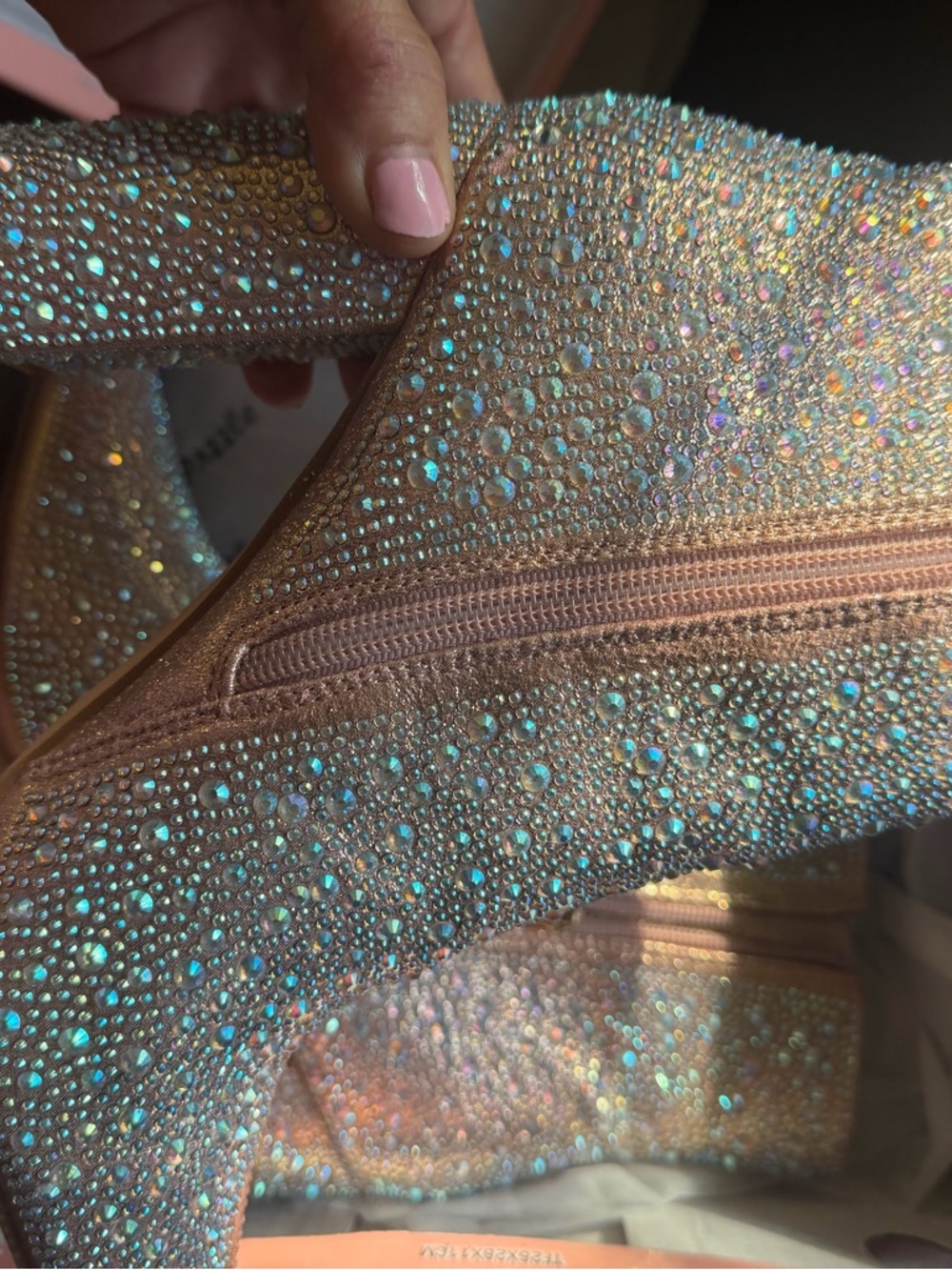 Sparkle Pointed Toe Ankle Boots - champagne - Picture 5 of 8